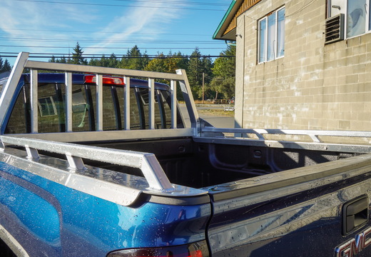 BLUE GMC HEADACHE RACK AND RAILS (8)